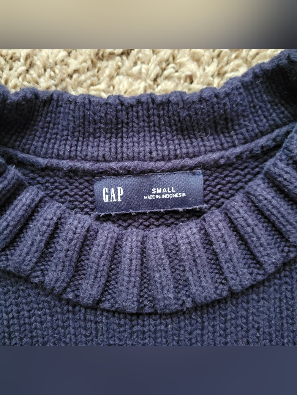 Gap Sweater 100% Cotton Crew Neck Navy Uniform Blue Oversized Boyfriend Small - Picture 3 of 6